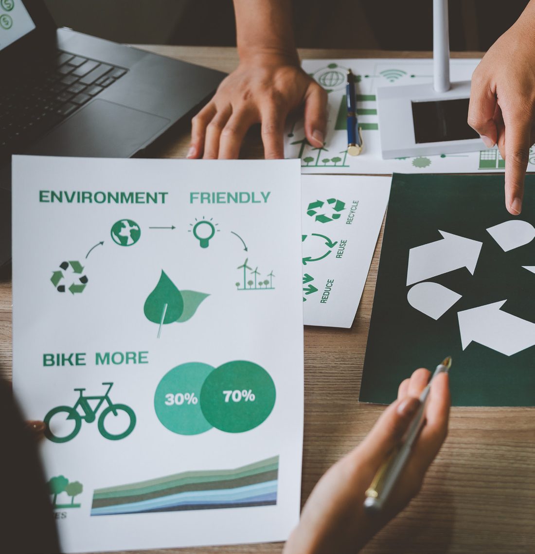 Sustainability planning at a desk
